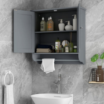 Wall Mounted Bathroom Storage Medicine Cabinet with Towel Bar, Gray Wall Cabinets at Gallery Canada