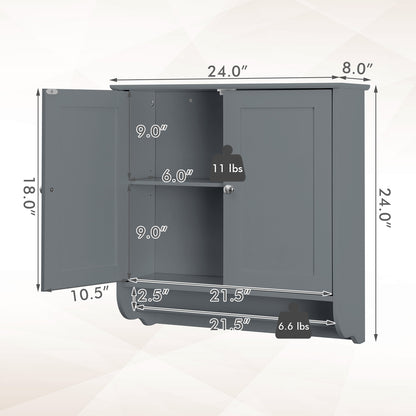 Wall Mounted Bathroom Storage Medicine Cabinet with Towel Bar, Gray Wall Cabinets at Gallery Canada