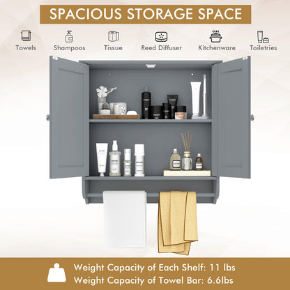 Wall Mounted Bathroom Storage Medicine Cabinet with Towel Bar, Gray Wall Cabinets at Gallery Canada