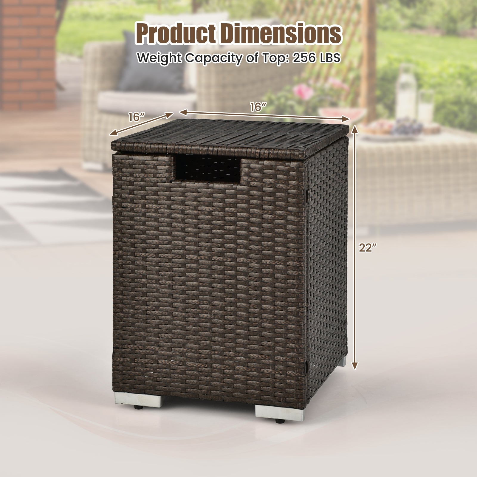 2-In-1 Patio Rattan Gas Propane Tank Cover, 20 lbs, Brown Fire Pits at Gallery Canada