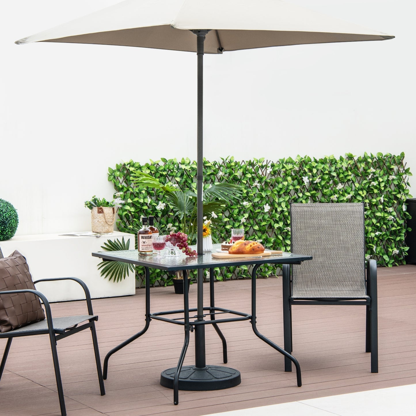 35 x 35 Inch Patio Dining Table, With Umbrella Hole, Black Patio Dining Tables at Gallery Canada
