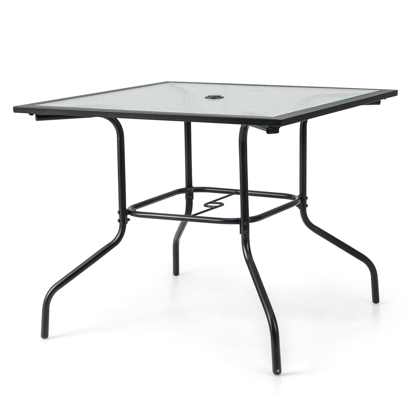 35 x 35 Inch Patio Dining Table, With Umbrella Hole, Black Patio Dining Tables at Gallery Canada