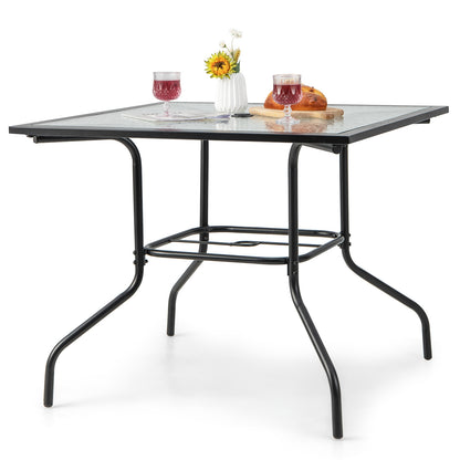 35 x 35 Inch Patio Dining Table, With Umbrella Hole, Black Patio Dining Tables at Gallery Canada