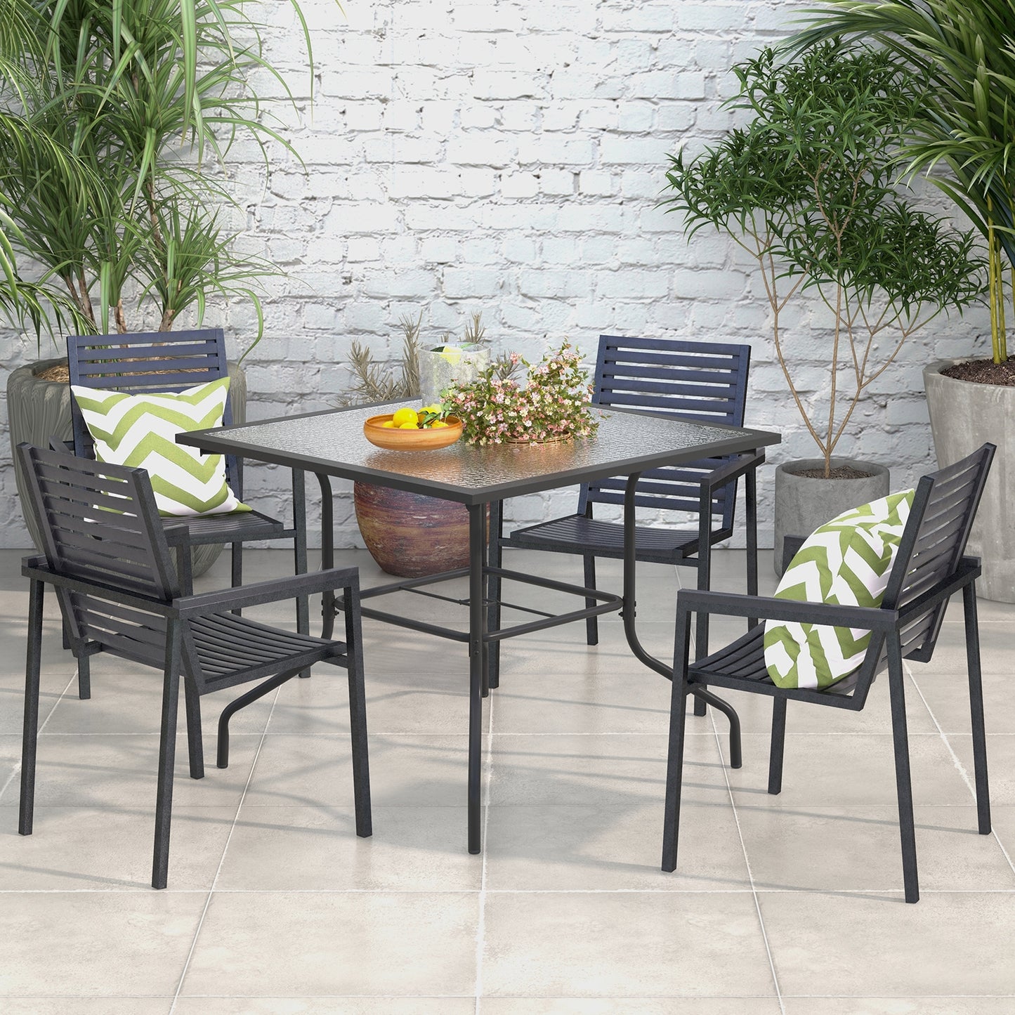 35 x 35 Inch Patio Dining Table, With Umbrella Hole, Black Patio Dining Tables at Gallery Canada