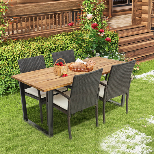 5 Piece Patio Rattan Dining Set, With Umbrella Hole And Cushions, Multicolor Patio Dining Sets at Gallery Canada