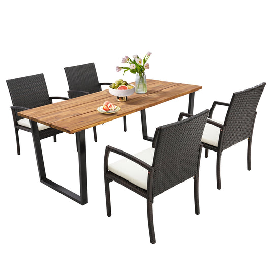 5 Piece Patio Rattan Dining Set, With Umbrella Hole And Cushions, Multicolor Patio Dining Sets at Gallery Canada