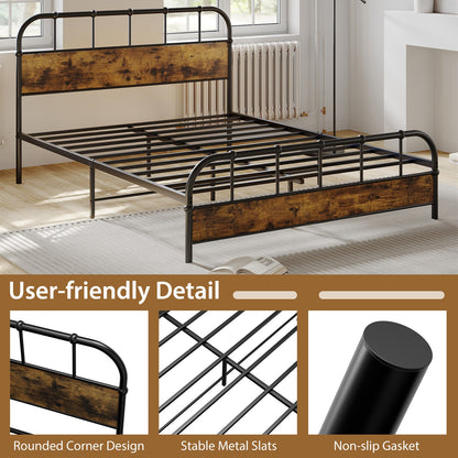 Queen Size Metal Platform Bed Frame, Black Simple Bed Frame at Gallery Canada