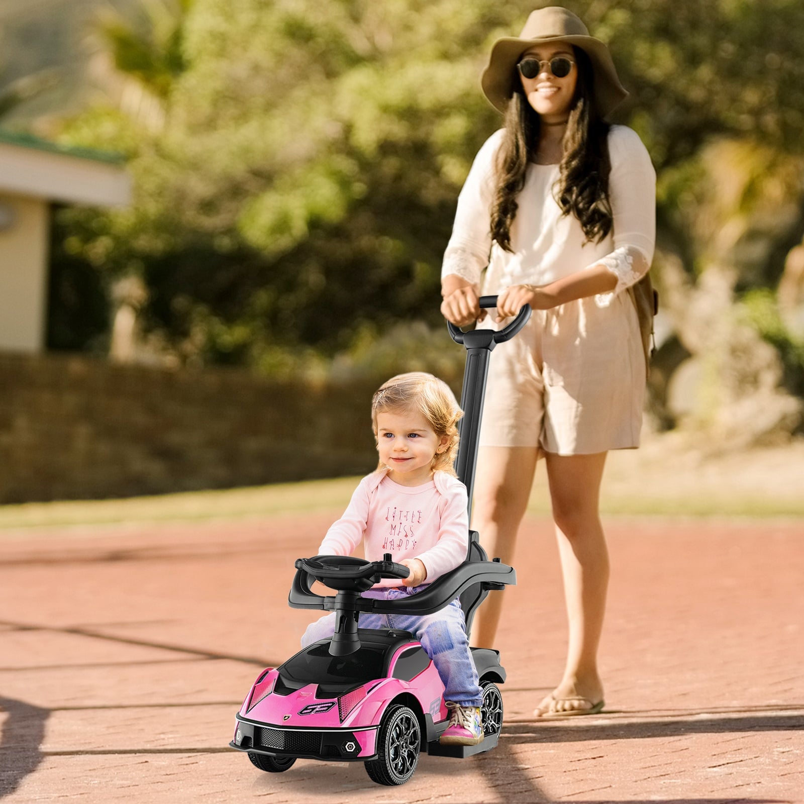 3-In-1 Lamborghini Ride On Push Car, Pink Push & Pedal Ride On Toys at Gallery Canada