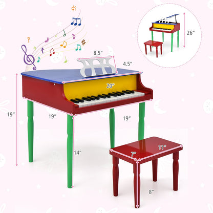 30-Key Wood Kids Grand Piano With Bench, Music Rack, Multicolor Pianos & Keyboards at Gallery Canada