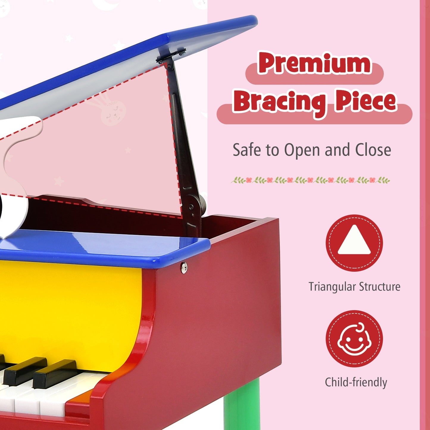 30-Key Wood Kids Grand Piano With Bench, Music Rack, Multicolor Pianos & Keyboards at Gallery Canada