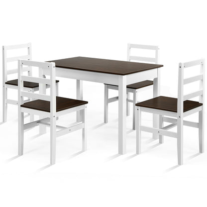 5 Piece Solid Wood Dining Set, Walnut Dining Room Sets Walnut at Gallery Canada