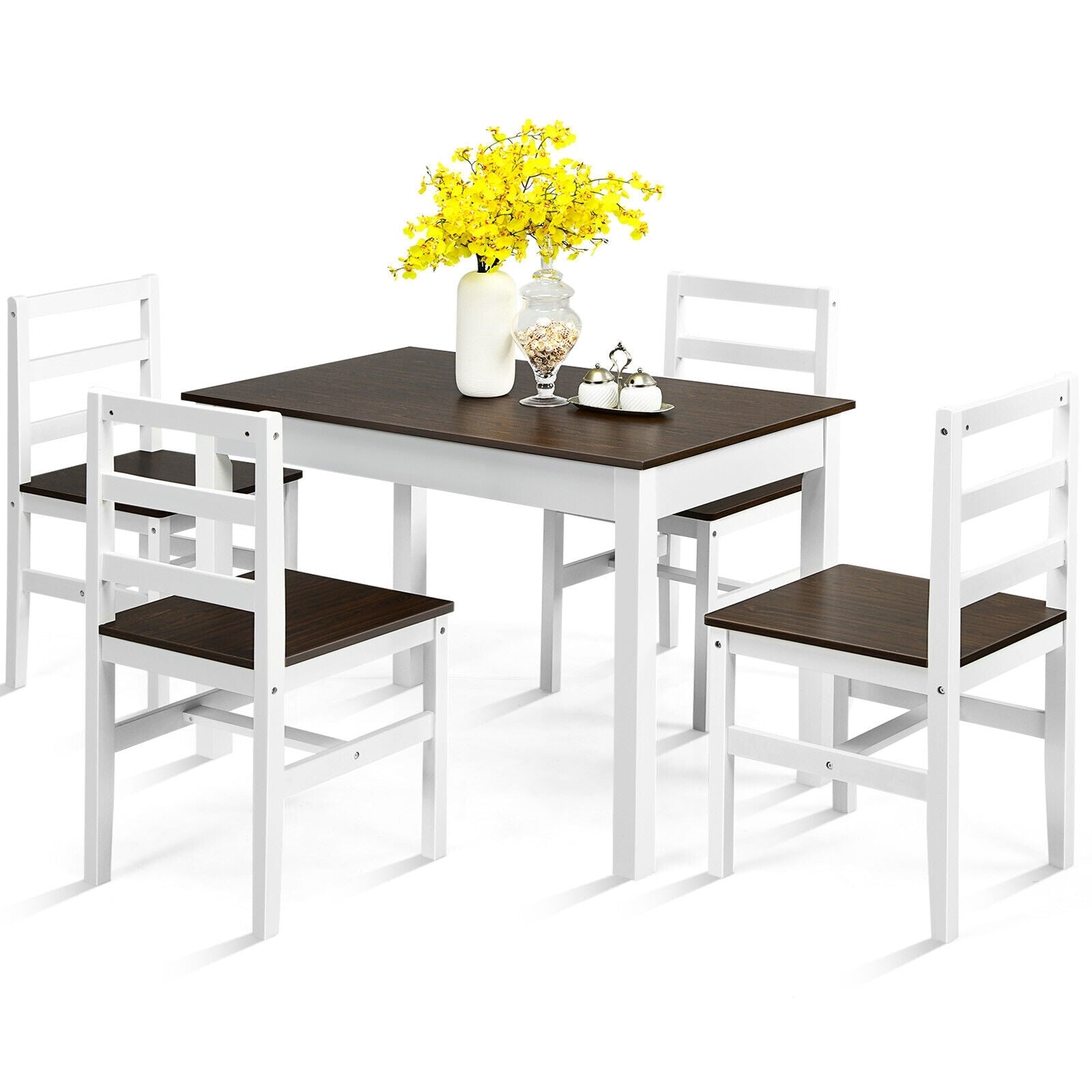 5 Piece Solid Wood Dining Set, Walnut Dining Room Sets at Gallery Canada