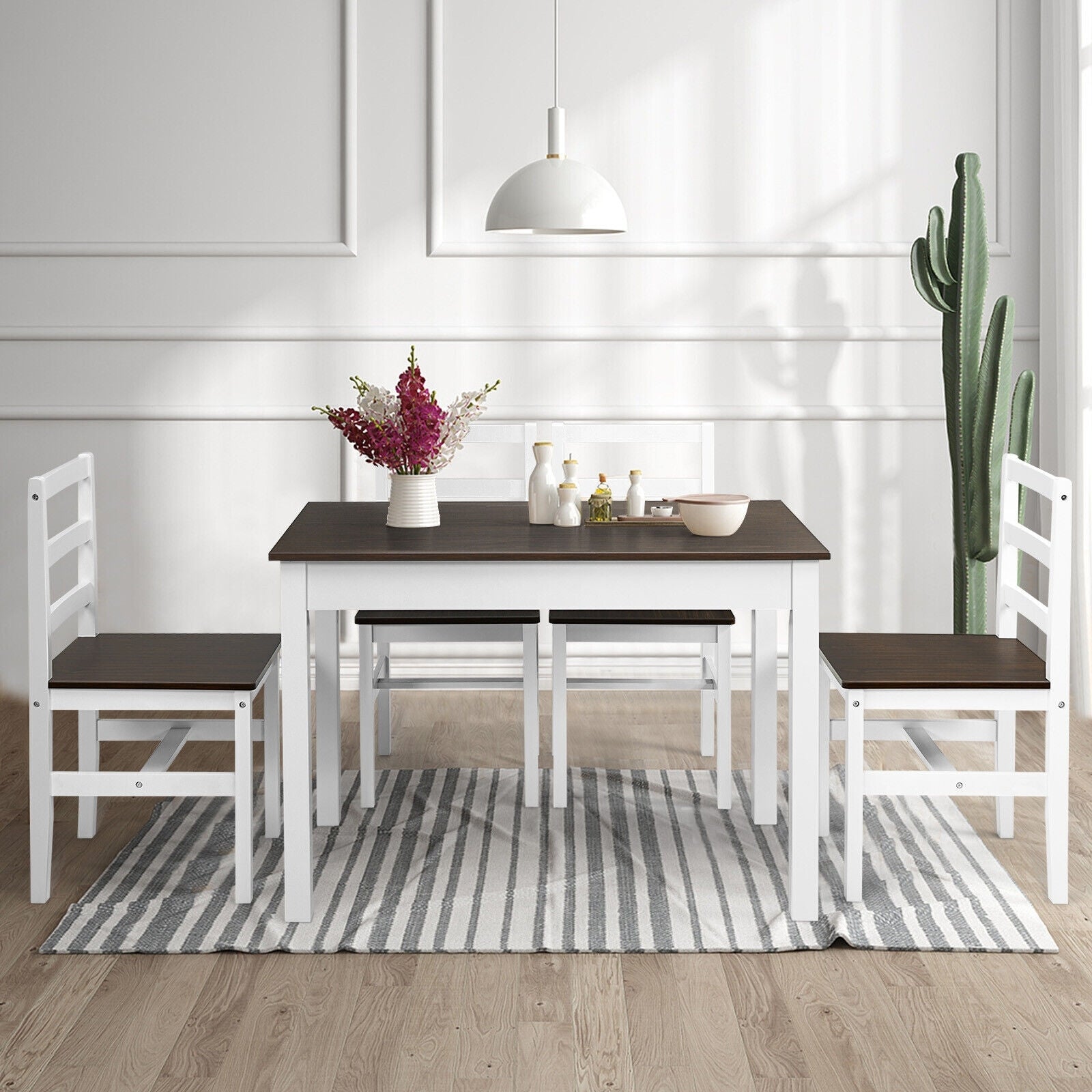 5 Piece Solid Wood Dining Set, Walnut Dining Room Sets at Gallery Canada