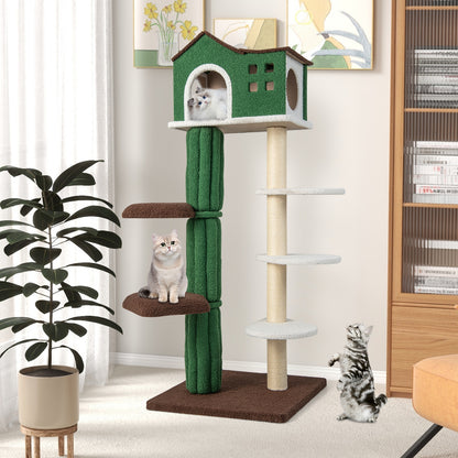 Multi-Level Cat Tree With Condo, Anti-Tipping Device, Green Cat Trees Condos & Scratchers at Gallery Canada