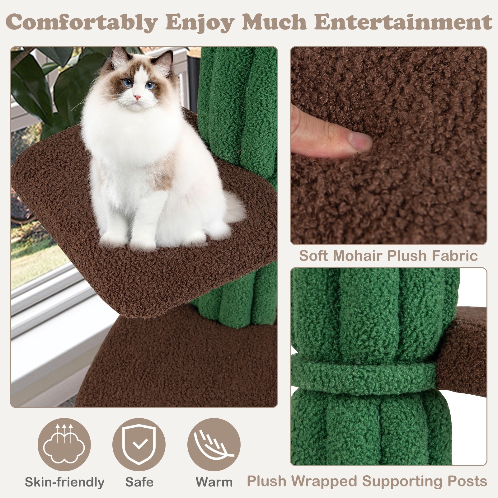 Multi-Level Cat Tree With Condo, Anti-Tipping Device, Green Cat Trees Condos & Scratchers at Gallery Canada
