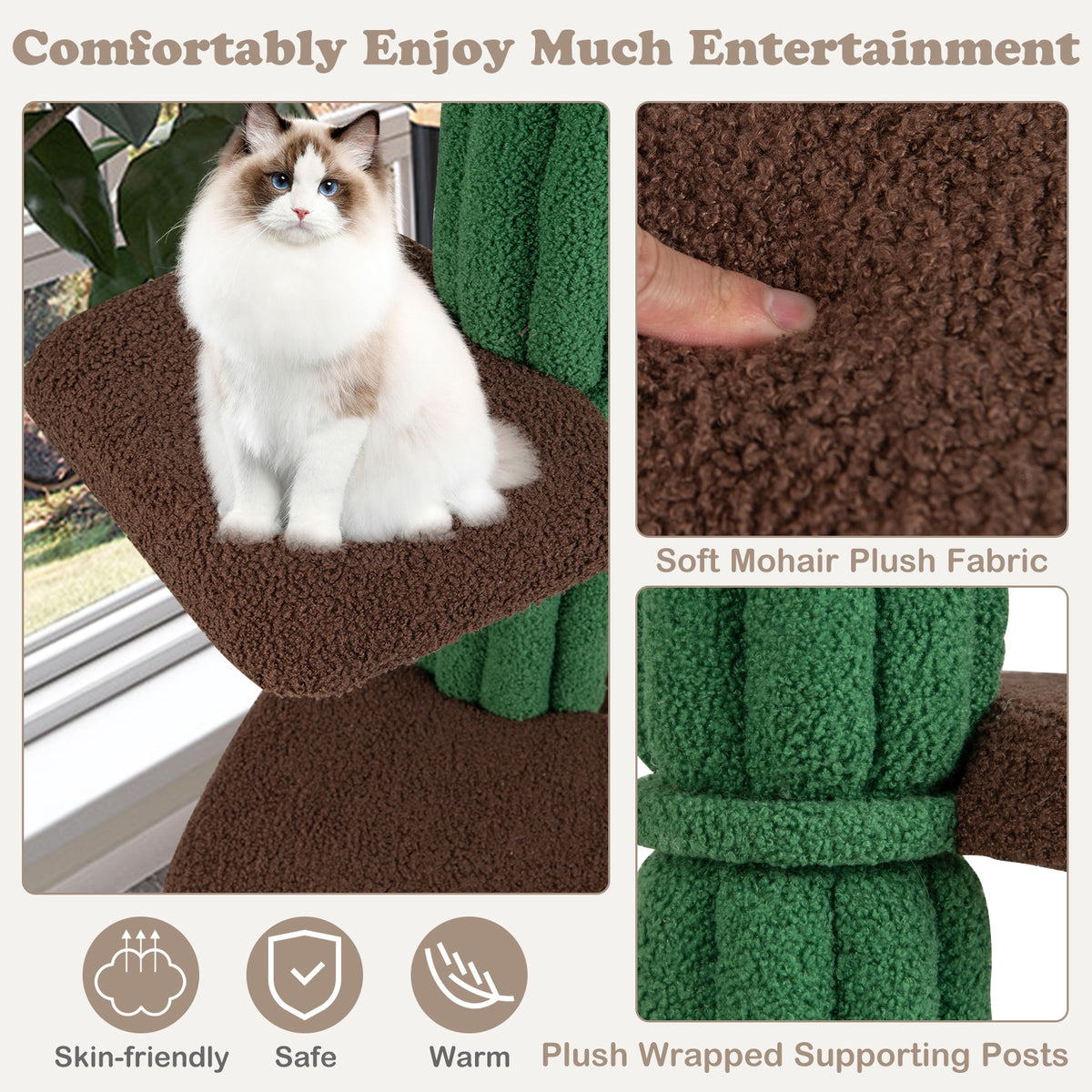 Multi-Level Cat Tree With Condo, Anti-Tipping Device, Green Cat Trees Condos & Scratchers at Gallery Canada