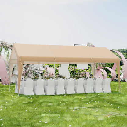 10x20 Feet Heavy Duty All-Weather Carport, No Sidewall, Yellow Gazebos at Gallery Canada