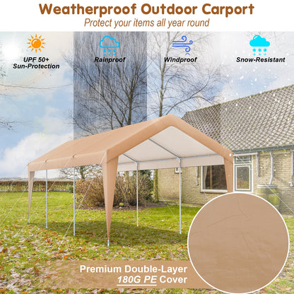 10x20 Feet Heavy Duty All-Weather Carport, No Sidewall, Yellow Gazebos at Gallery Canada
