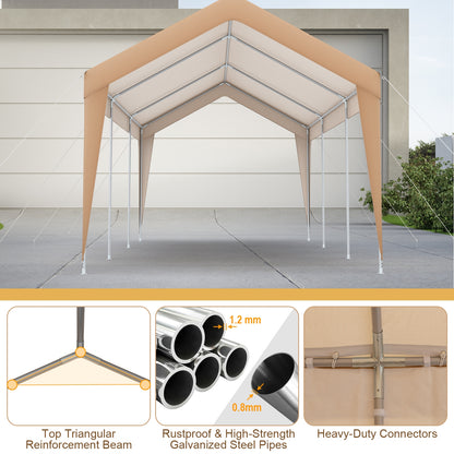 10x20 Feet Heavy Duty All-Weather Carport, No Sidewall, Yellow Gazebos at Gallery Canada