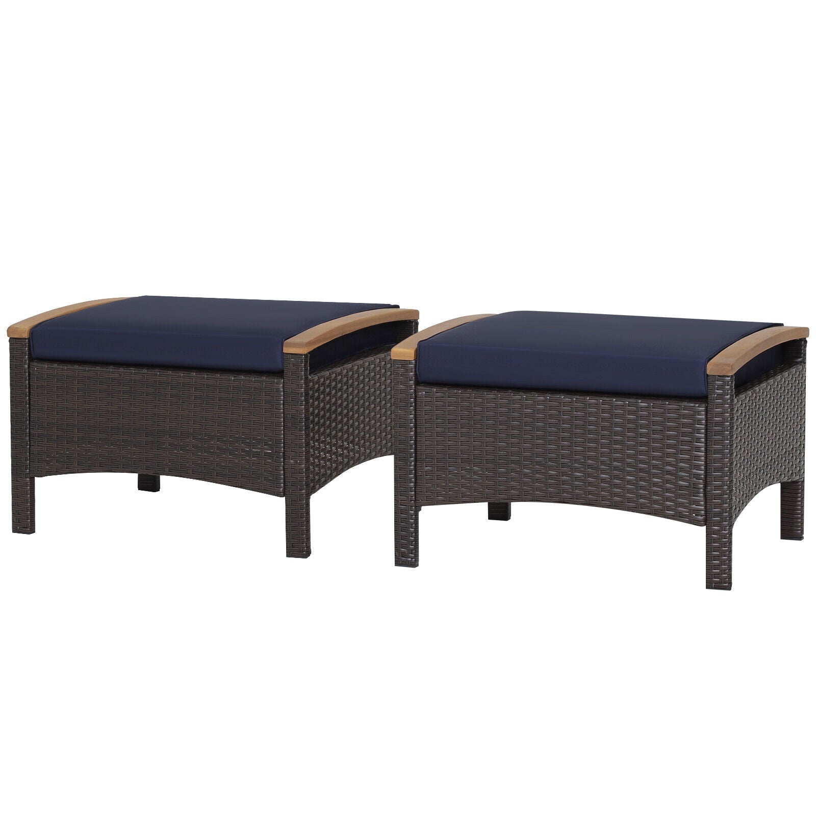 Set Of 2 Fade-Resistant Wicker Patio Ottoman, Navy Outdoor Seating & Patio Chairs at Gallery Canada