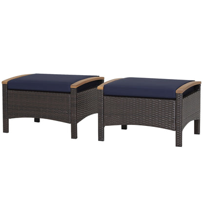 Set Of 2 Fade-Resistant Wicker Patio Ottoman, Navy Outdoor Seating & Patio Chairs at Gallery Canada