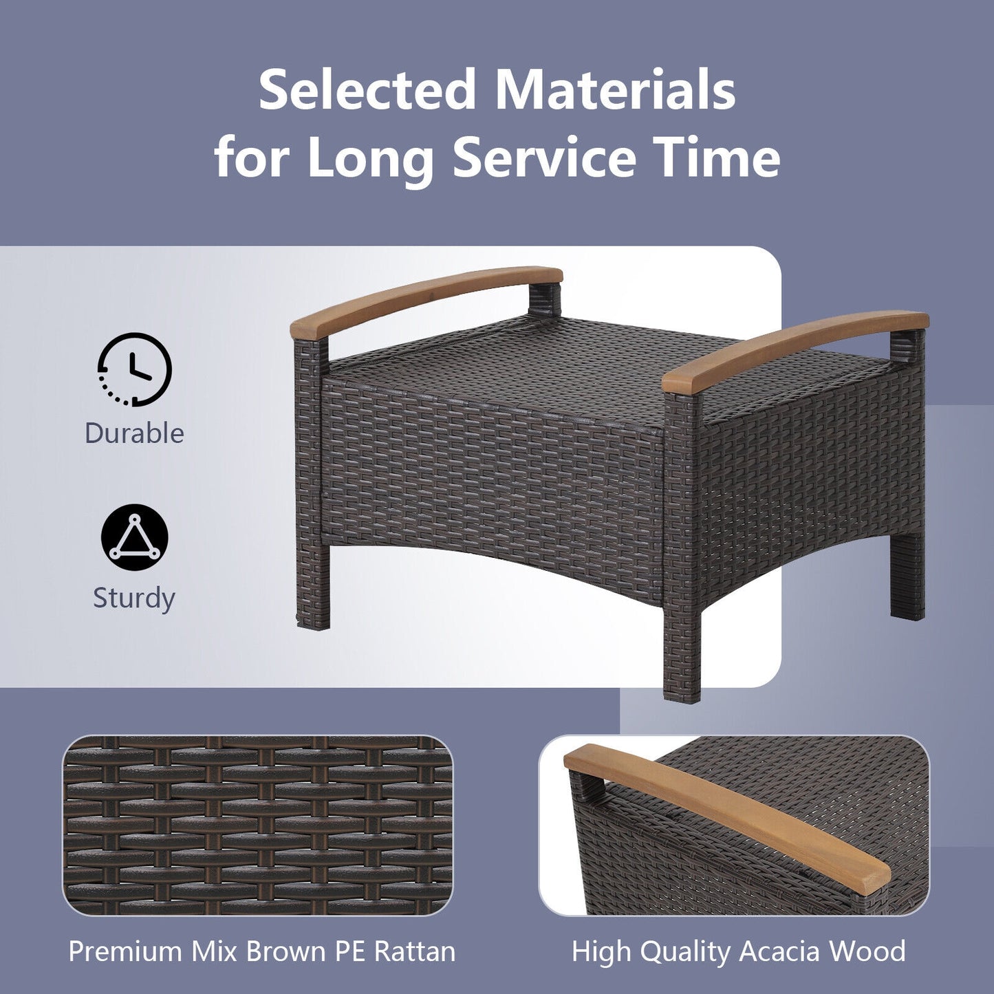 Set Of 2 Fade-Resistant Wicker Patio Ottoman, Navy Outdoor Seating & Patio Chairs at Gallery Canada