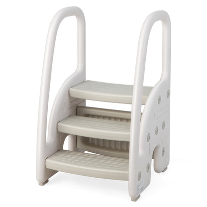 3-Step Toddler Stool, Safety Handles, Non-Slip Pedals, Gray Toddler & Kids Furniture at Gallery Canada