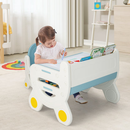 Kids Drawing Table And Chair Set, With Watercolor Pens And Eraser, Blue Kids Table & Chair Sets at Gallery Canada
