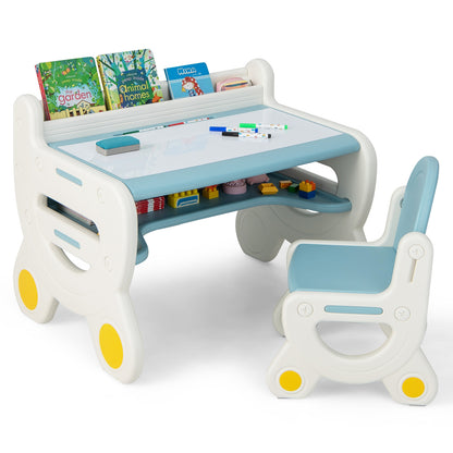 Kids Drawing Table And Chair Set, With Watercolor Pens And Eraser, Blue Kids Table & Chair Sets at Gallery Canada