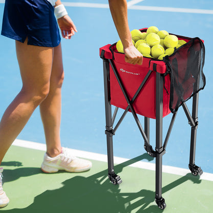 Foldable Tennis Ball Cart With Wheels, Removable Bag, Red Sport Equipments at Gallery Canada