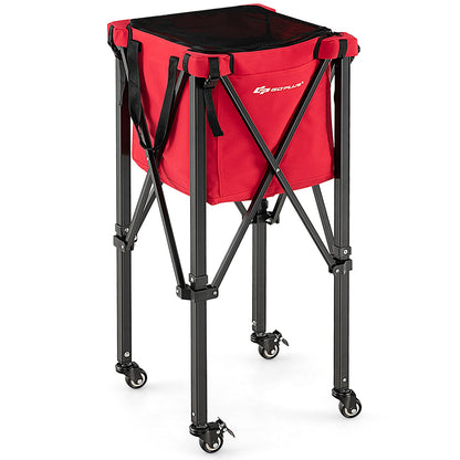 Foldable Tennis Ball Cart With Wheels, Removable Bag, Red Sport Equipments at Gallery Canada
