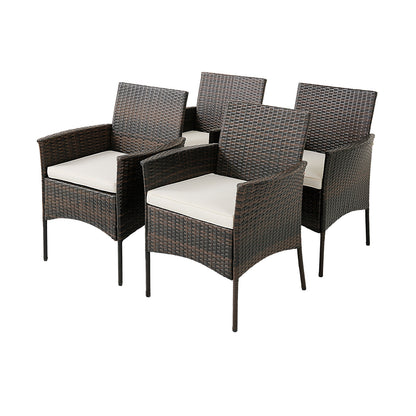 Patio PE Wicker Dining Chairs, Set of 4, Brown Patio Dining Chairs Brown at Gallery Canada