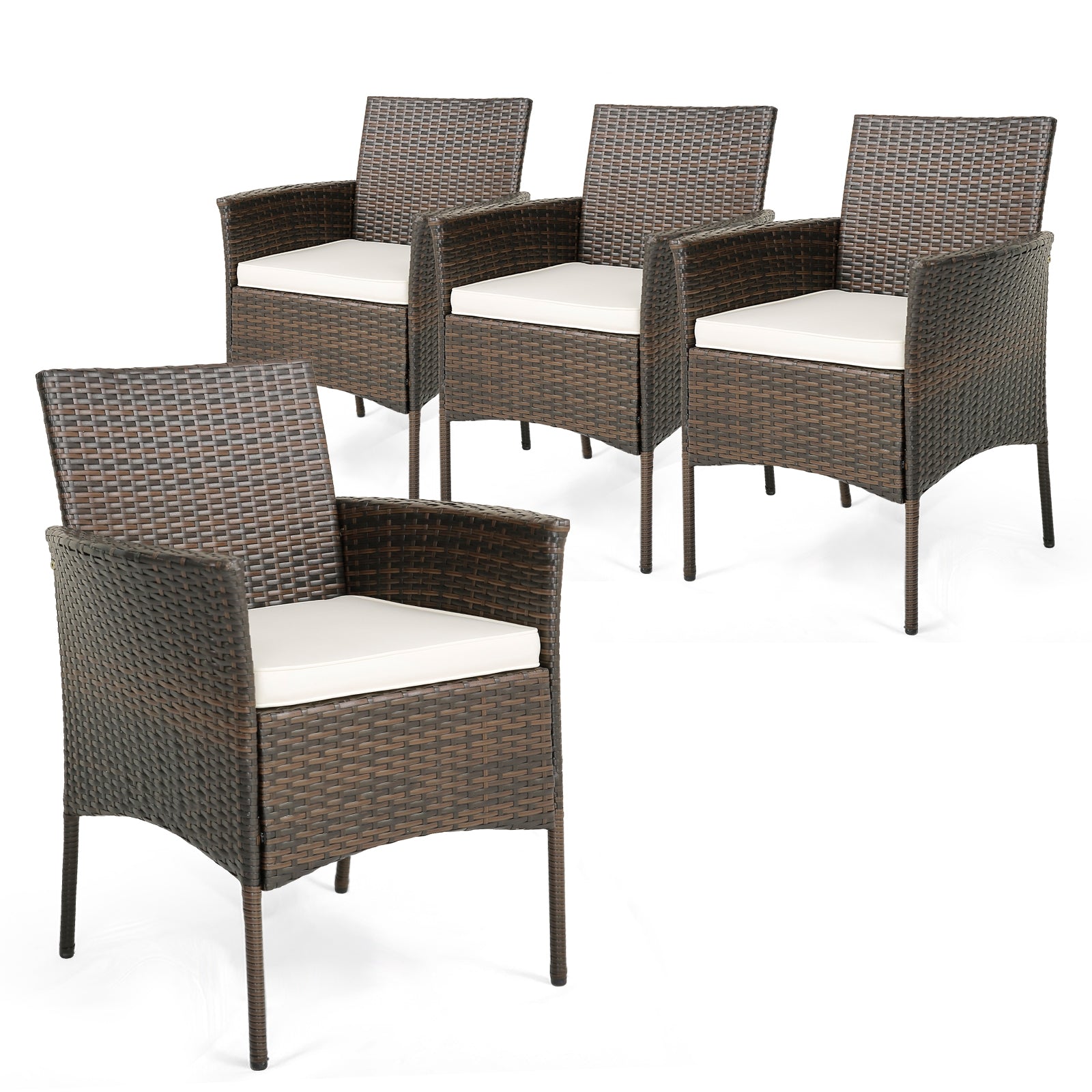 Patio PE Wicker Dining Chairs, Set of 4, Brown Patio Dining Chairs at Gallery Canada