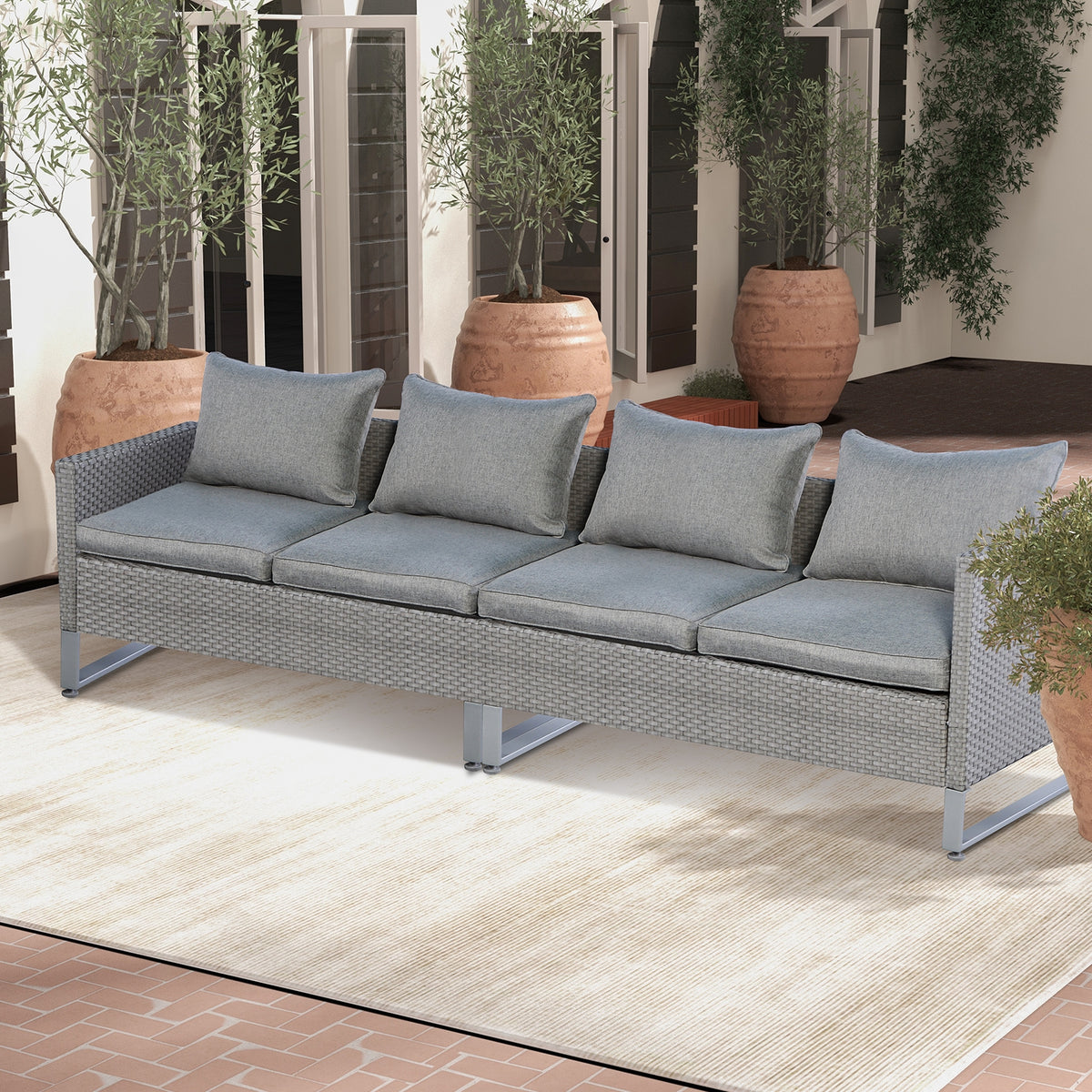2-Piece Patio Sofa Set With Cushions, Gray Outdoor Sectionals at Gallery Canada
