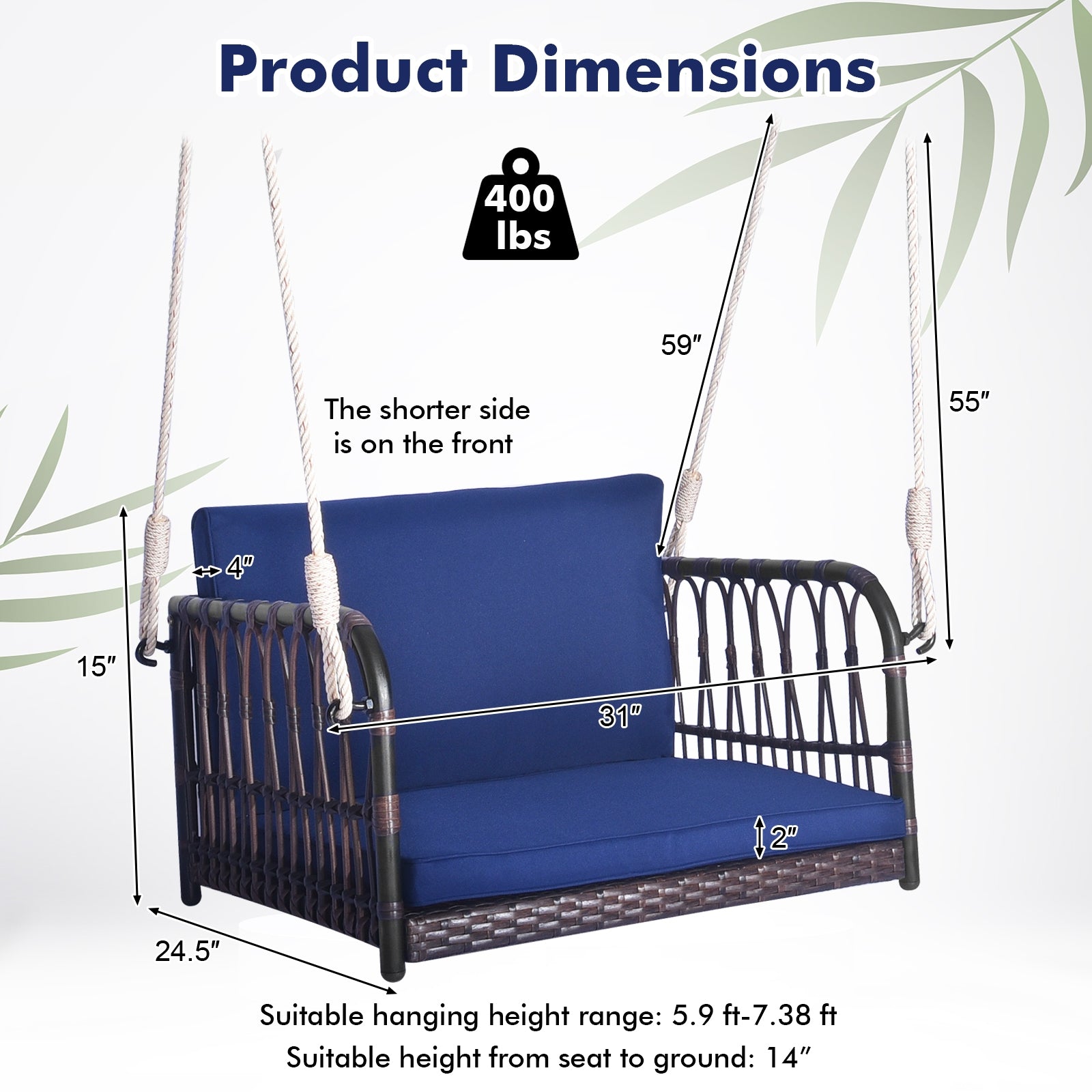 Single Person Hanging Seat With Cushions, Navy Patio Rocking Chairs & Gliders at Gallery Canada