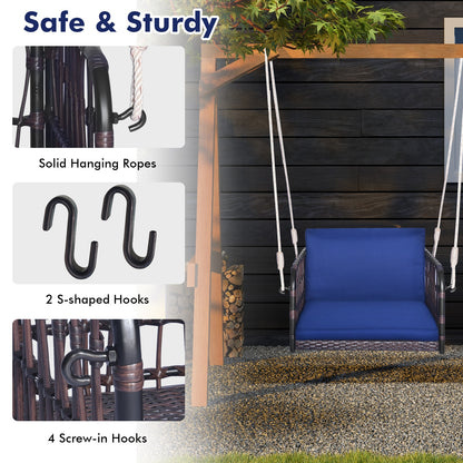 Single Person Hanging Seat With Cushions, Navy Patio Rocking Chairs & Gliders at Gallery Canada