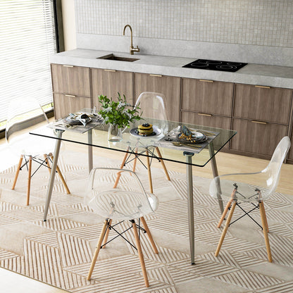Rectangle Dining Table Set, 51 Inch Glass Tabletop, 5 Pieces, Gray Dining Room Sets at Gallery Canada