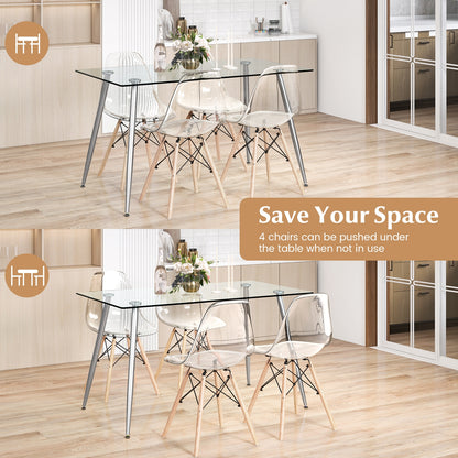 Rectangle Dining Table Set, 51 Inch Glass Tabletop, 5 Pieces, Gray Dining Room Sets at Gallery Canada