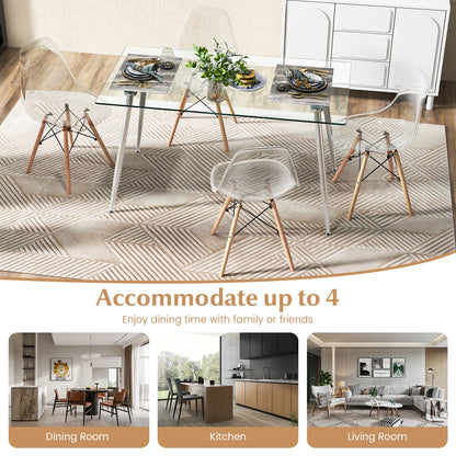 Rectangle Dining Table Set, 51 Inch Glass Tabletop, 5 Pieces, Gray Dining Room Sets at Gallery Canada
