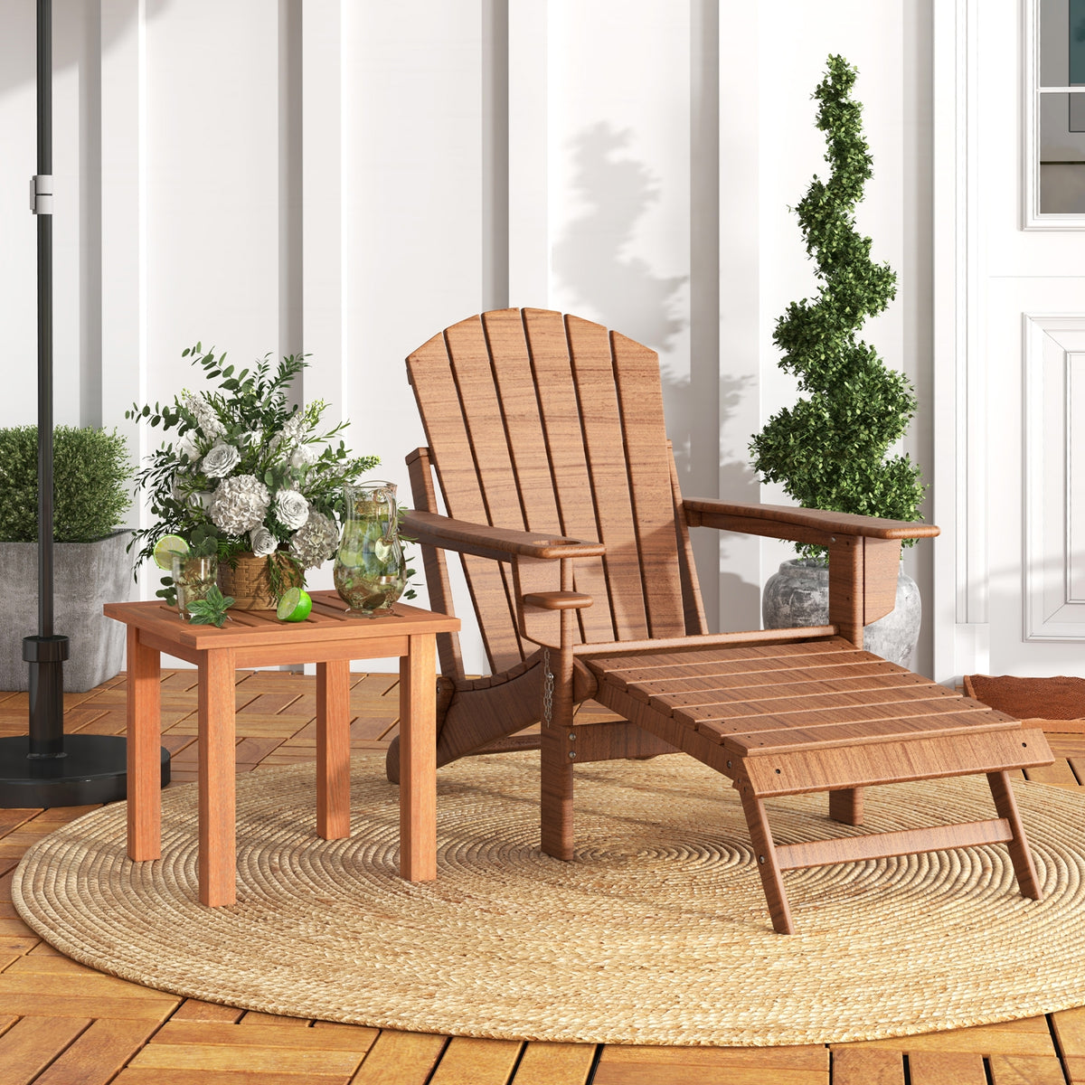 Hardwood Square Side Table, Slatted Tabletop, Natural Patio Tables at Gallery Canada