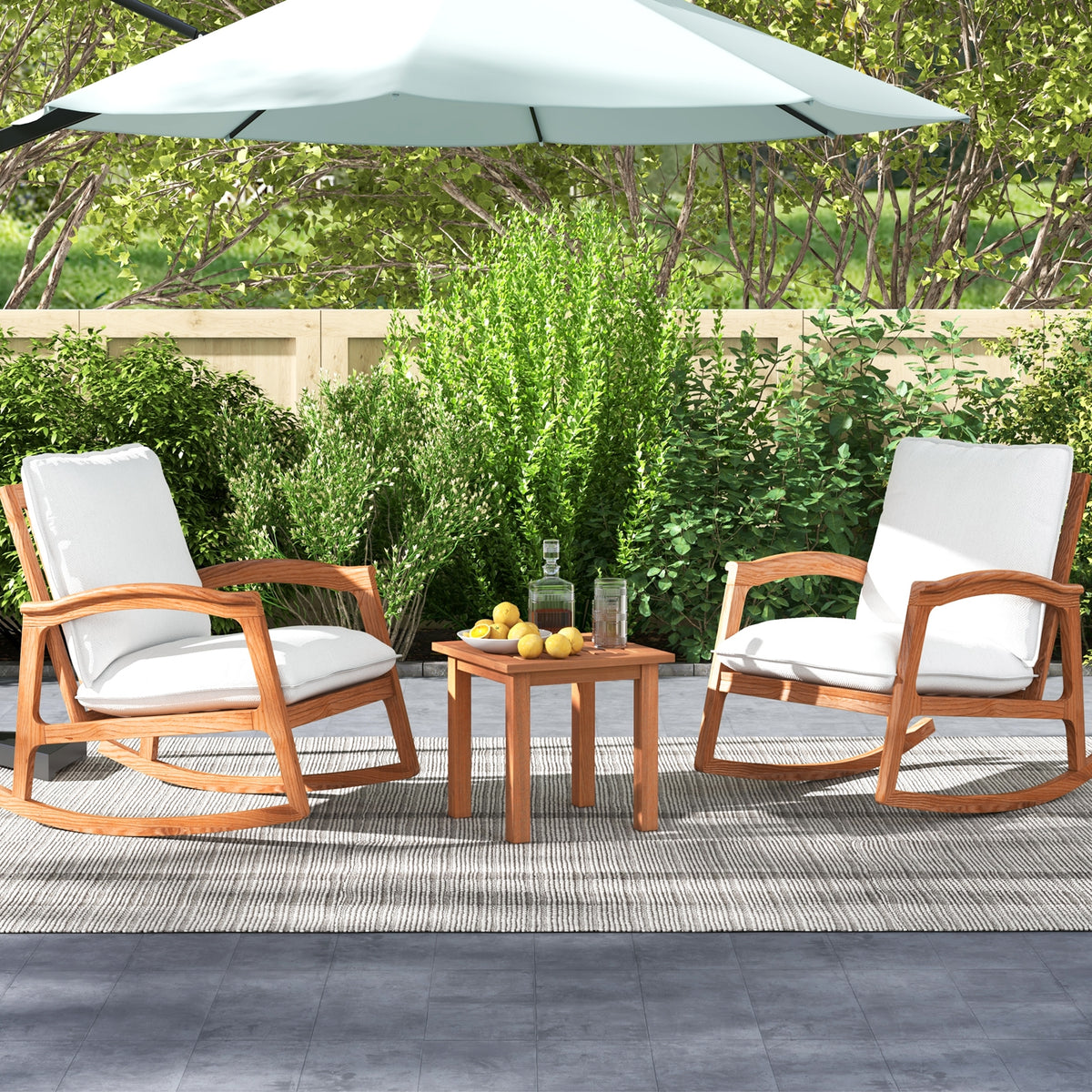 Hardwood Square Side Table, Slatted Tabletop, Natural Patio Tables at Gallery Canada