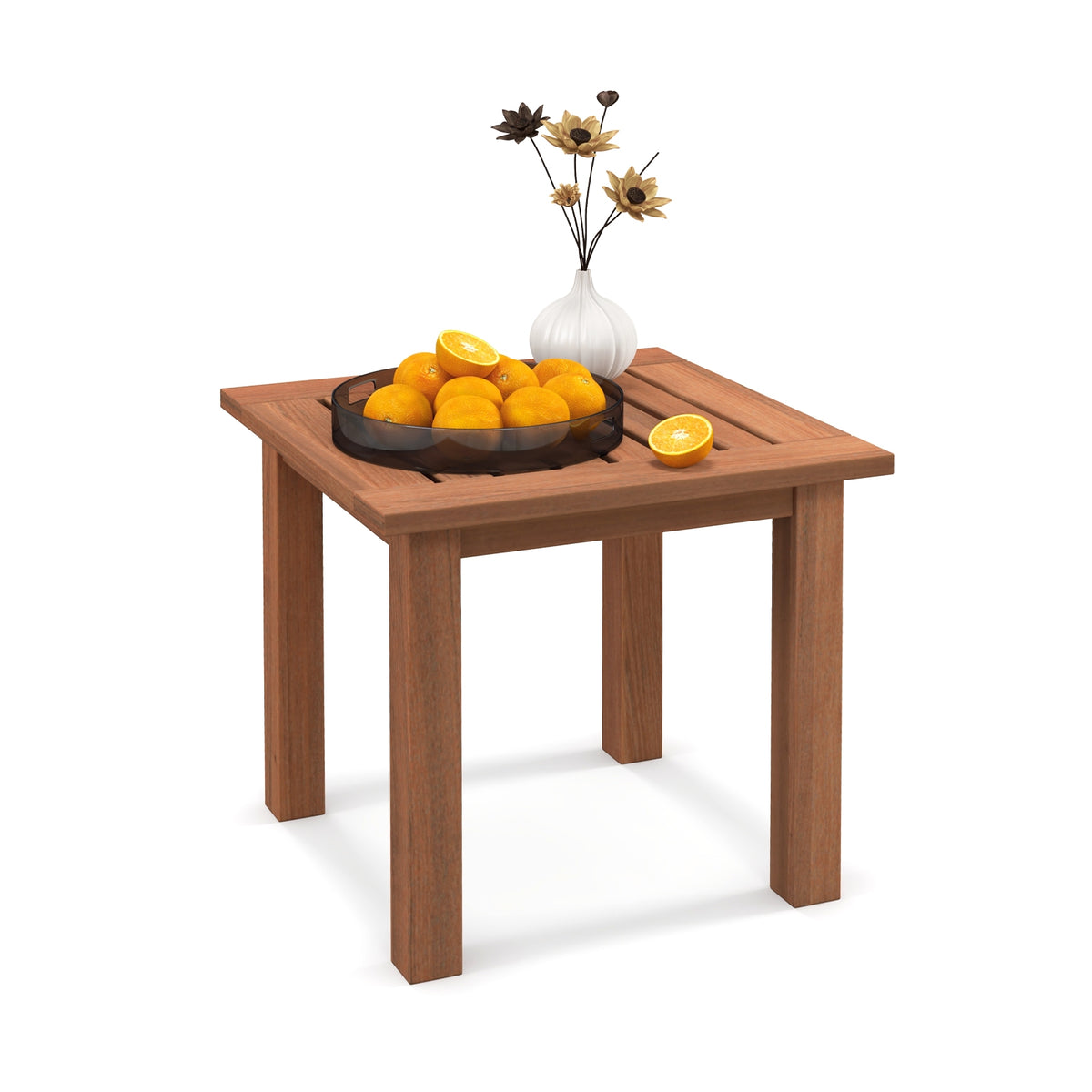Hardwood Square Side Table, Slatted Tabletop, Natural Patio Tables at Gallery Canada