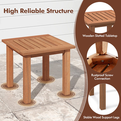 Hardwood Square Side Table, Slatted Tabletop, Natural Patio Tables at Gallery Canada