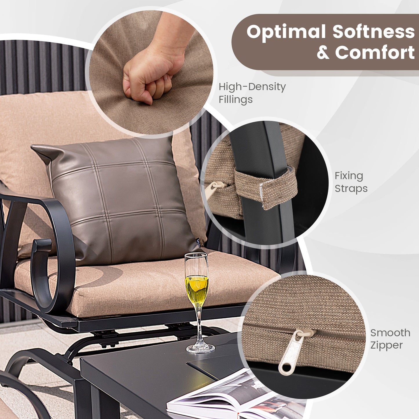 5 Piece Patio Rocking Chairs, 4-in-1 Fire Pit Table, Brown Patio Conversation Sets at Gallery Canada