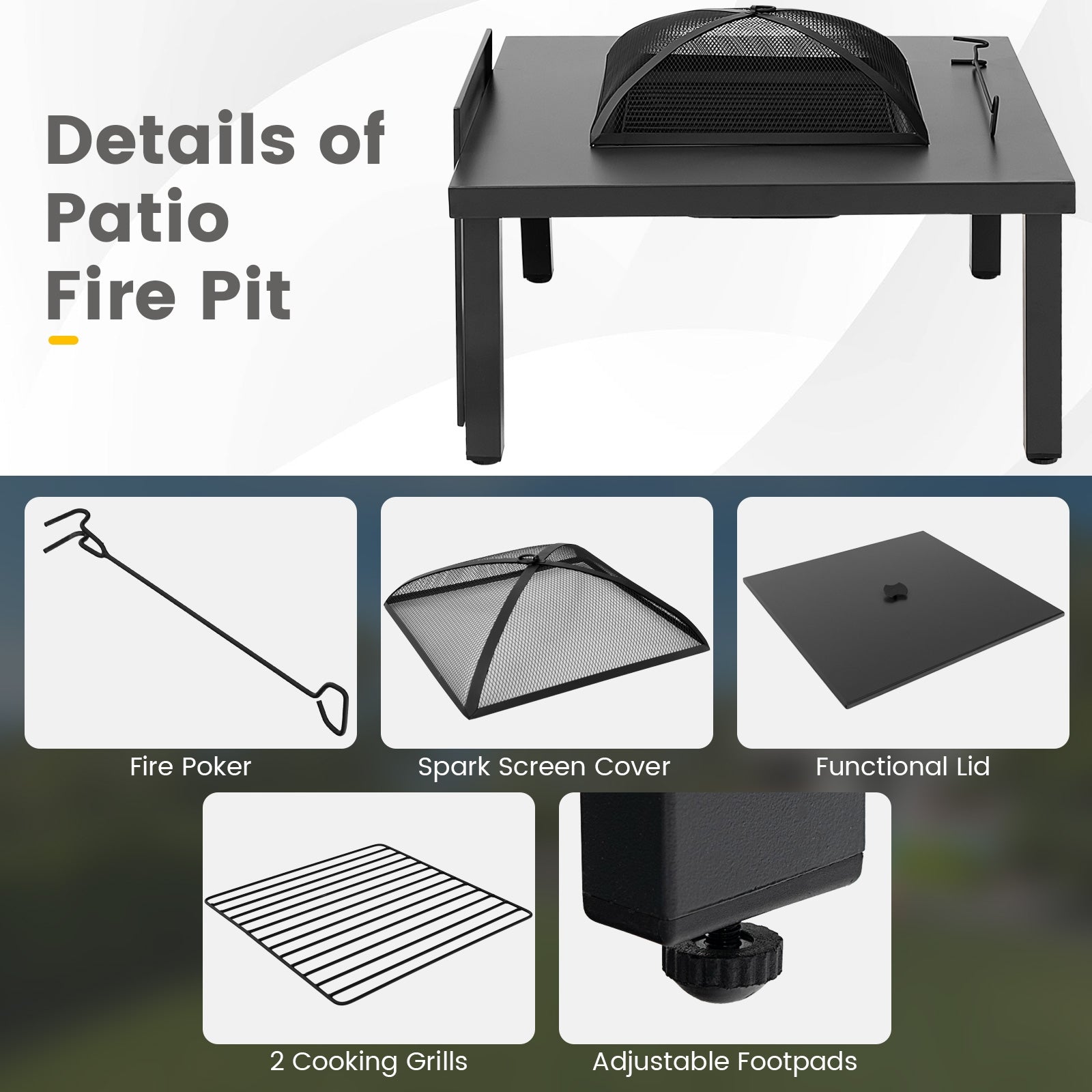 5 Piece Patio Rocking Chairs, 4-in-1 Fire Pit Table, Brown Patio Conversation Sets at Gallery Canada