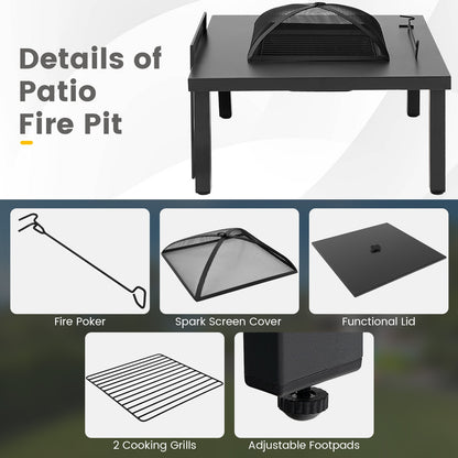 5 Piece Patio Rocking Chairs, 4-in-1 Fire Pit Table, Brown Patio Conversation Sets at Gallery Canada