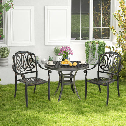 2 Patio Cast Aluminum Dining Chairs, Armrests, Bronze Patio Dining Chairs at Gallery Canada