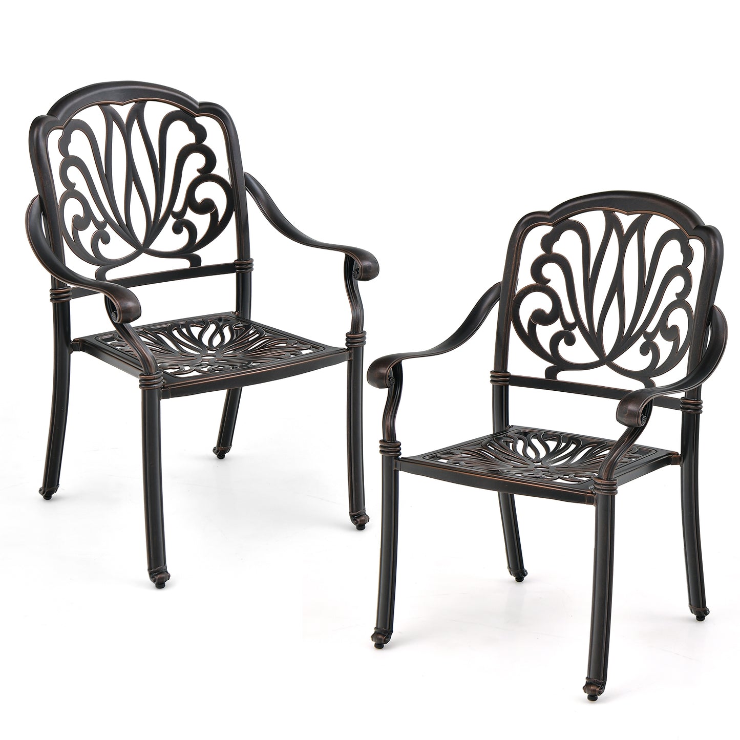 2 Patio Cast Aluminum Dining Chairs, Armrests, Bronze Patio Dining Chairs Bronze at Gallery Canada