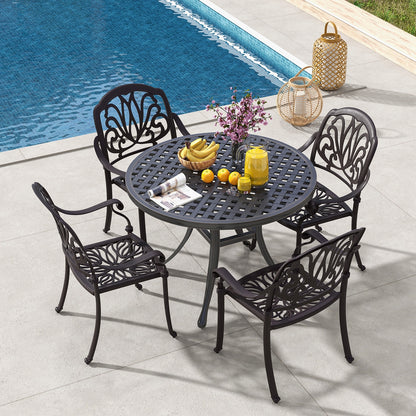 2 Patio Cast Aluminum Dining Chairs, Armrests, Bronze Patio Dining Chairs at Gallery Canada