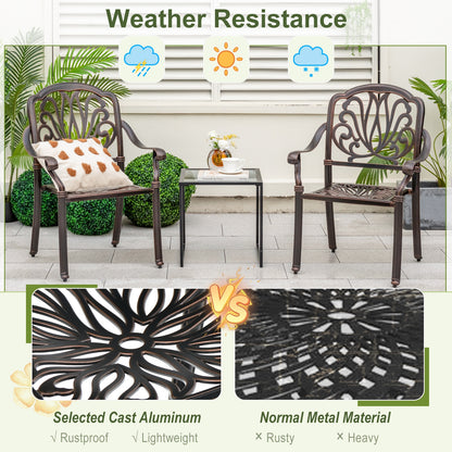 2 Patio Cast Aluminum Dining Chairs, Armrests, Bronze Patio Dining Chairs at Gallery Canada